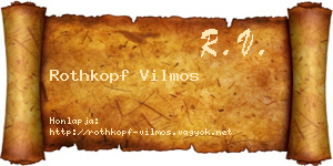 Rothkopf Vilmos névjegykártya